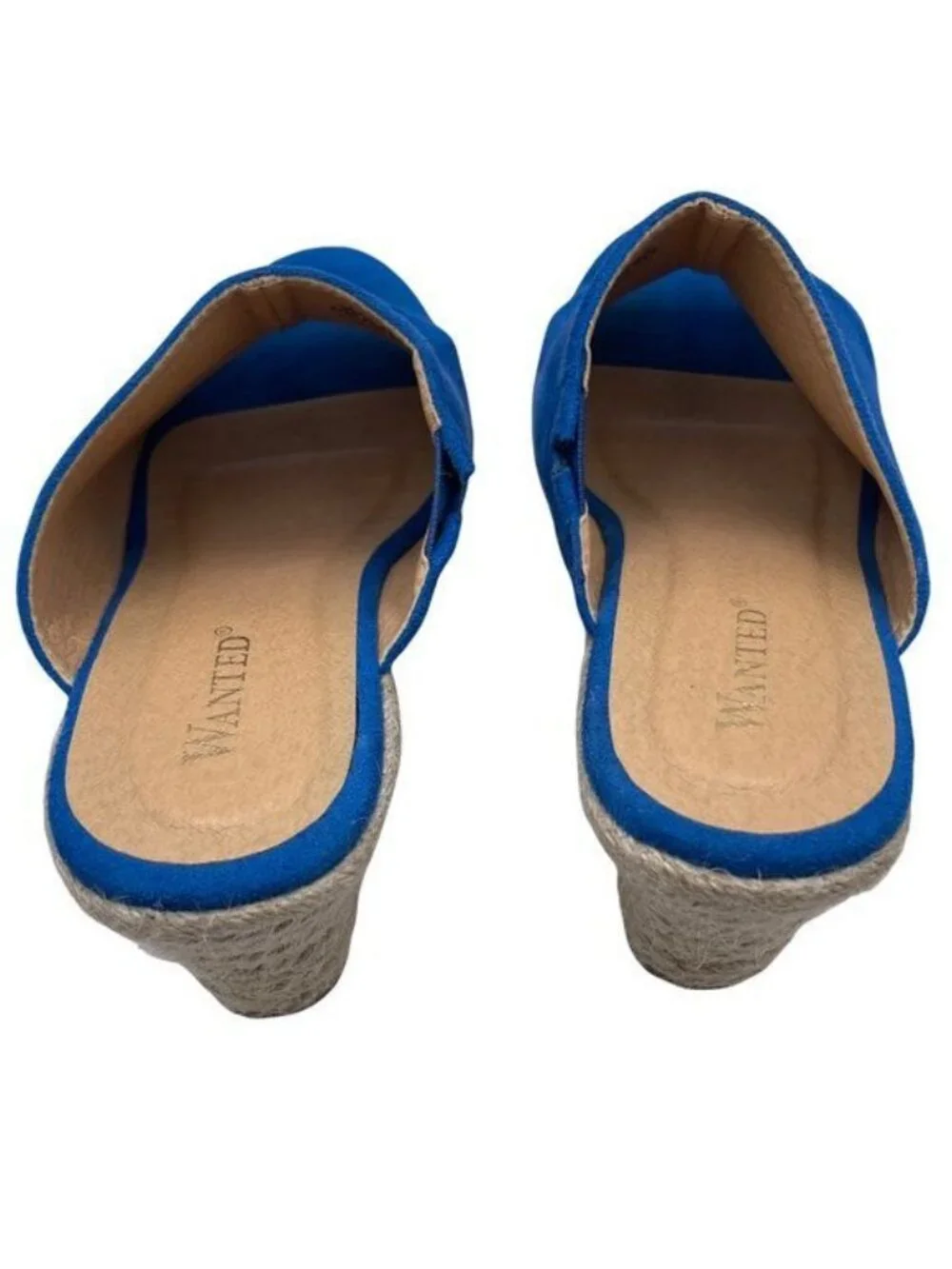 Stylish Wanted Microfiber Open Toe Slip on Wedge Sandal Espadrille Style Size 6
